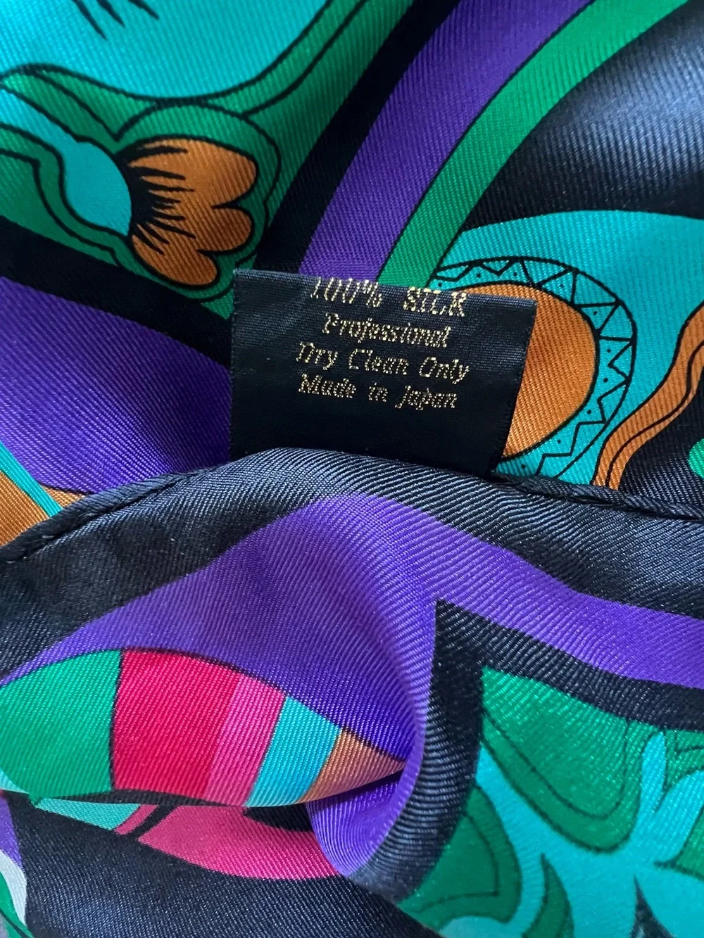 Bob Mackie Vibrant Multicolor Butterfly Silk Scarf - Made in Japan
